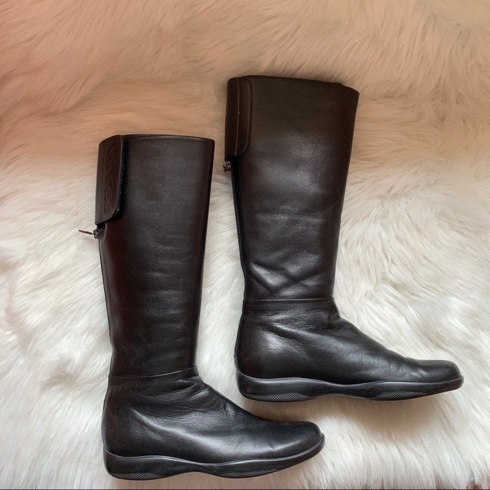 Authentic PRADA Logo Calzature Donna Moto Boots - Picture 4 of 8